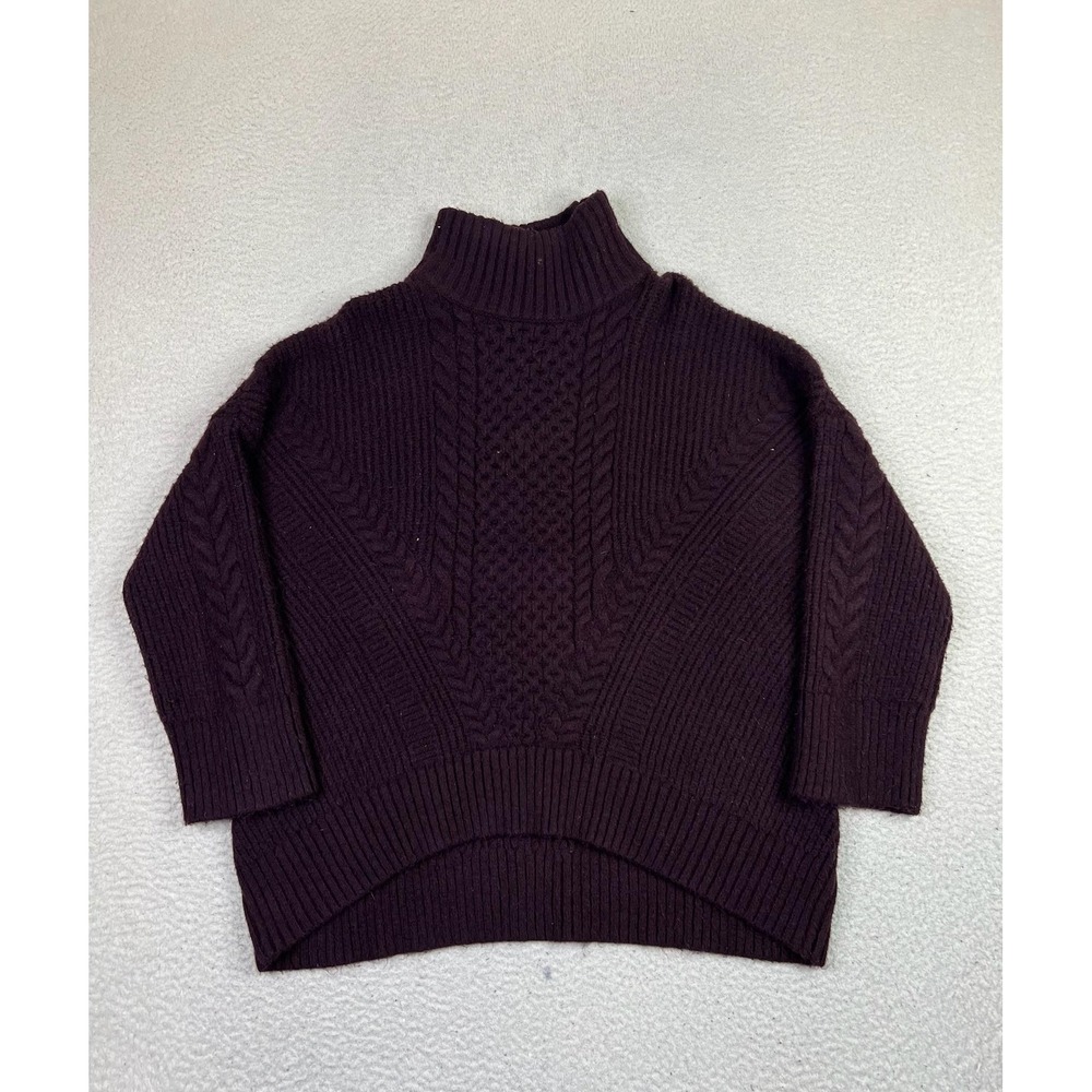 Express Sweater Womens Small Purple Mock Neck Cable Knit Chunky Ribbed Pullover‎
